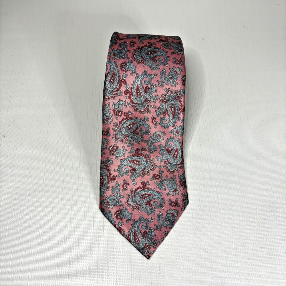 Vintage Sears Pink Paisley Necktie Mens Store Retro 70s Made USA Formal Office